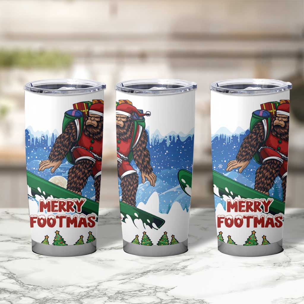 Christmas Bigfoot Ride Snowboard Tumbler Cup Merry Footmas Xmas Style - Wonder Print Shop