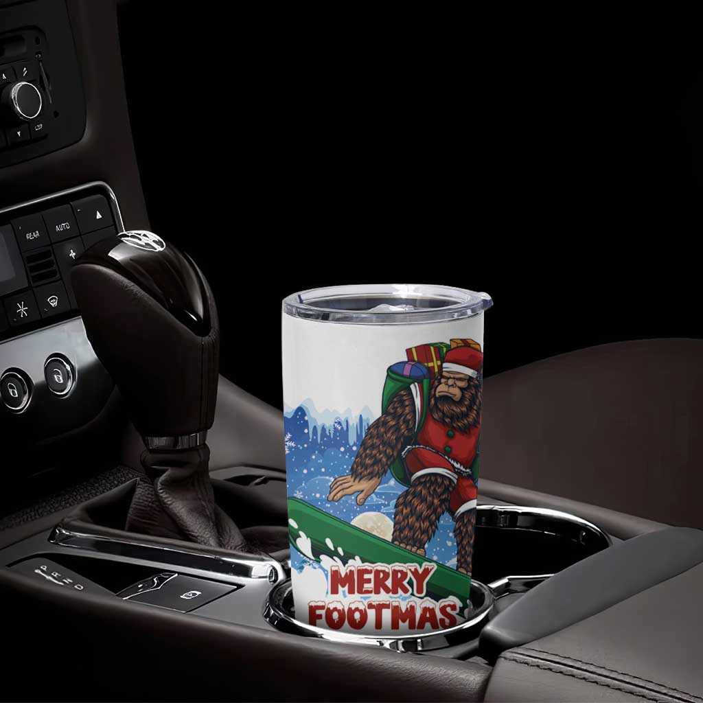Christmas Bigfoot Ride Snowboard Tumbler Cup Merry Footmas Xmas Style - Wonder Print Shop