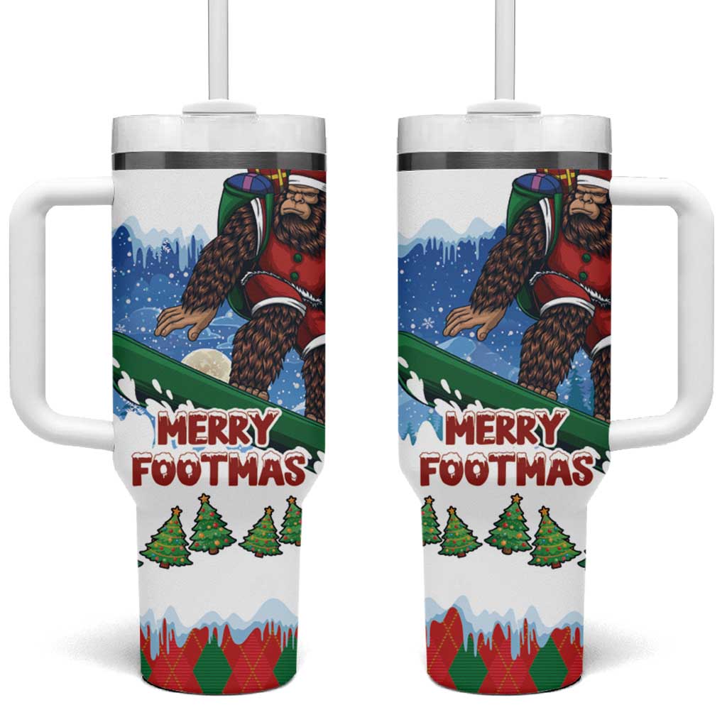 Christmas Bigfoot Ride Snowboard Tumbler With Handle Merry Footmas Xmas Style - Wonder Print Shop