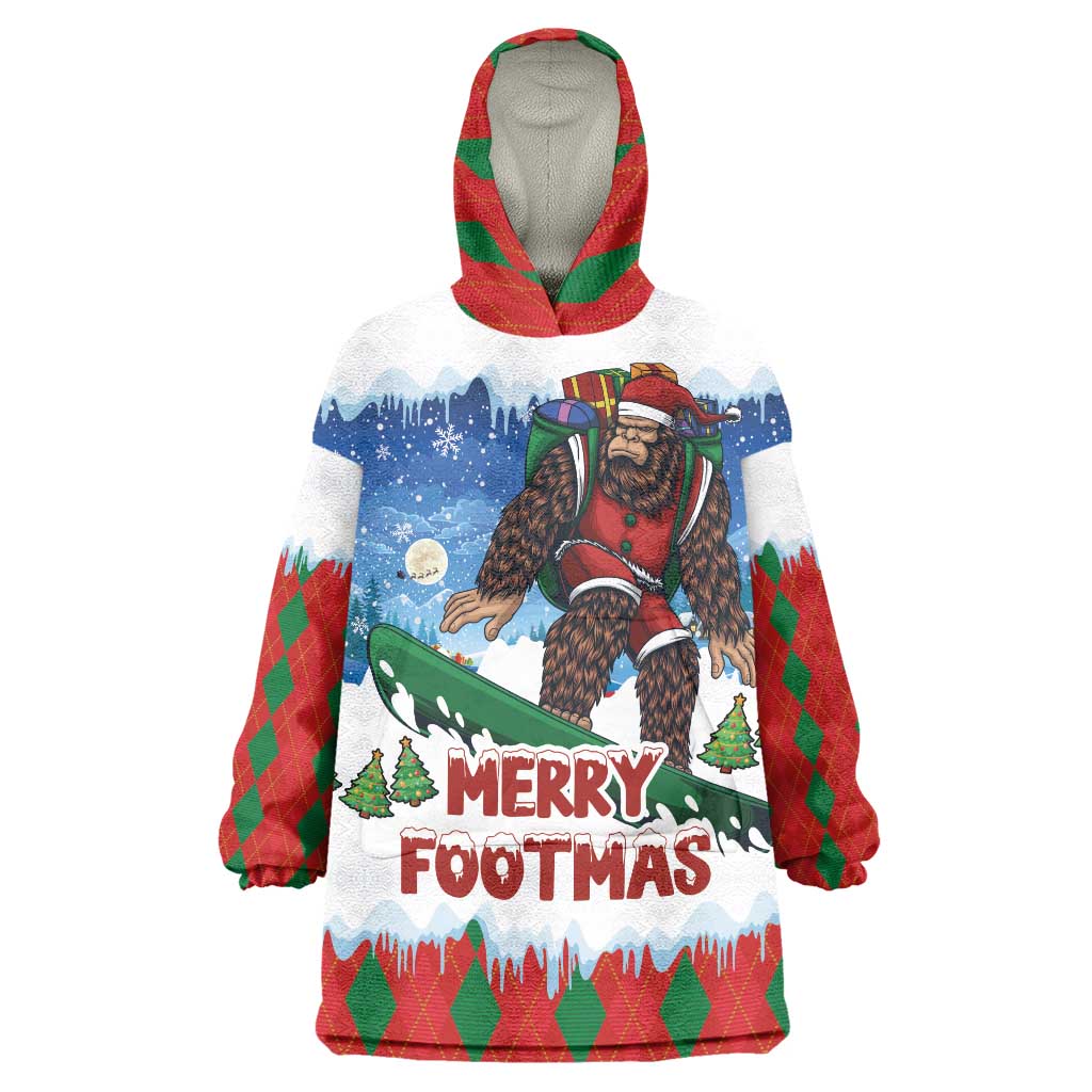 Christmas Bigfoot Ride Snowboard Wearable Blanket Hoodie Merry Footmas Xmas Style - Wonder Print Shop
