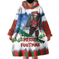 Christmas Bigfoot Ride Snowboard Wearable Blanket Hoodie Merry Footmas Xmas Style - Wonder Print Shop
