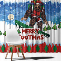 Christmas Bigfoot Ride Snowboard Window Curtain Merry Footmas Xmas Style - Wonder Print Shop