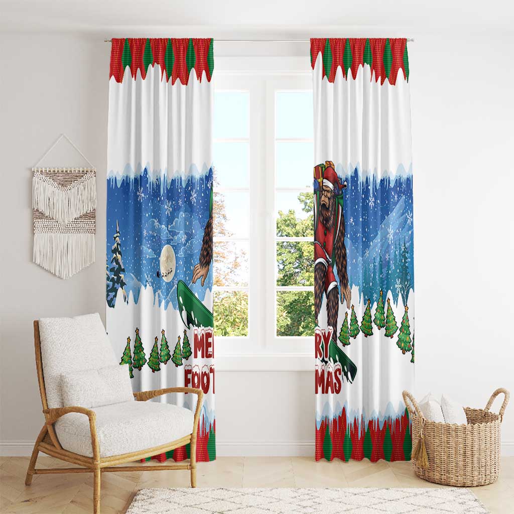 Christmas Bigfoot Ride Snowboard Window Curtain Merry Footmas Xmas Style - Wonder Print Shop