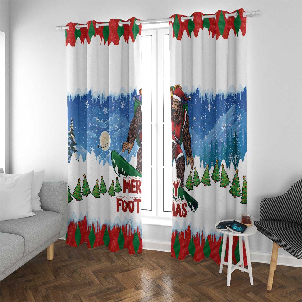 Christmas Bigfoot Ride Snowboard Window Curtain Merry Footmas Xmas Style - Wonder Print Shop