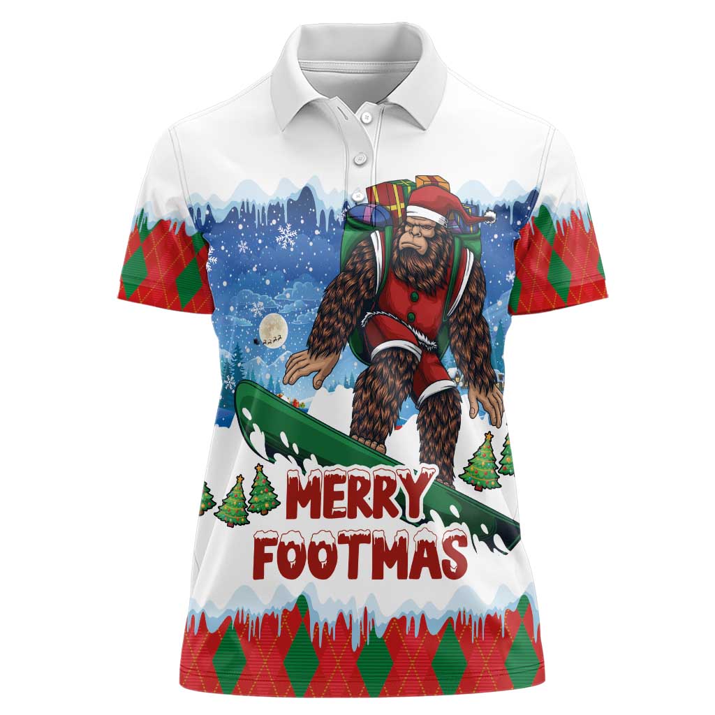 Christmas Bigfoot Ride Snowboard Women Polo Shirt Merry Footmas Xmas Style - Wonder Print Shop