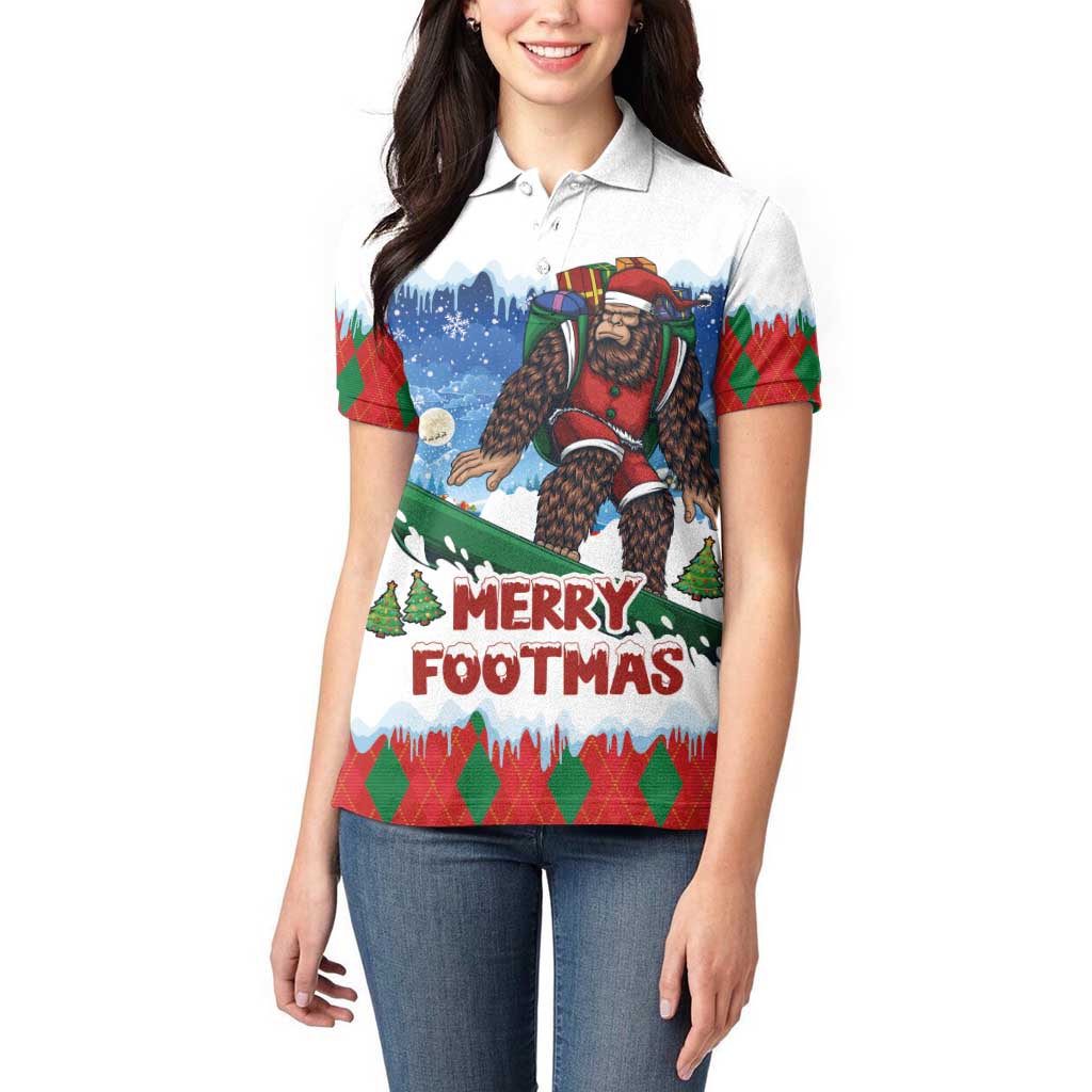 Christmas Bigfoot Ride Snowboard Women Polo Shirt Merry Footmas Xmas Style - Wonder Print Shop