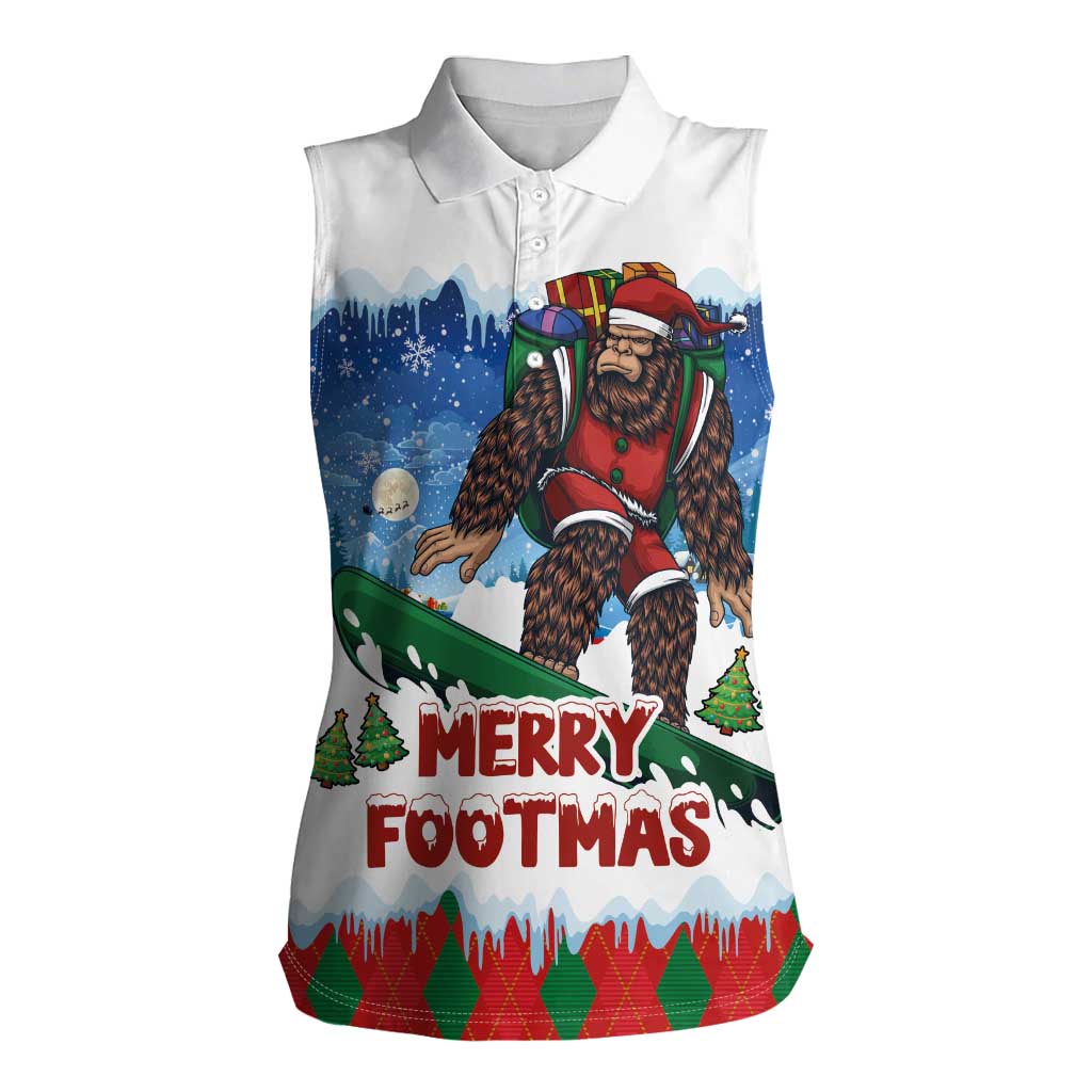 Christmas Bigfoot Ride Snowboard Women Sleeveless Polo Shirt Merry Footmas Xmas Style - Wonder Print Shop