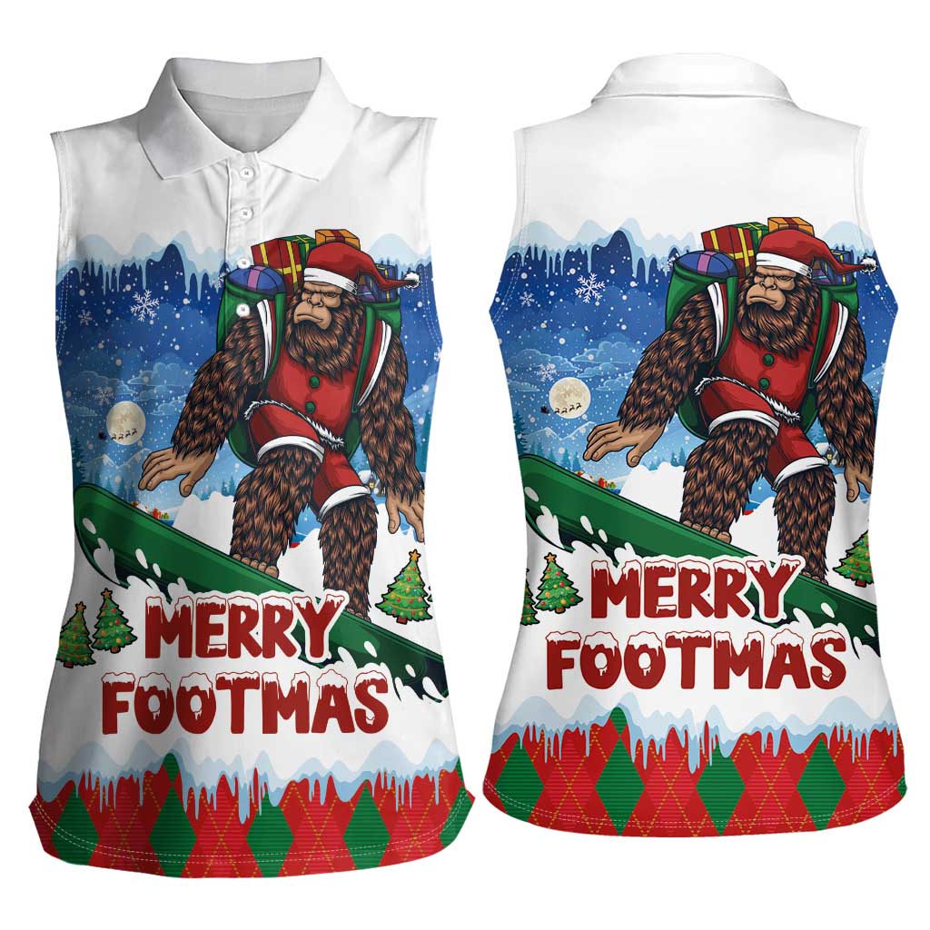 Christmas Bigfoot Ride Snowboard Women Sleeveless Polo Shirt Merry Footmas Xmas Style - Wonder Print Shop