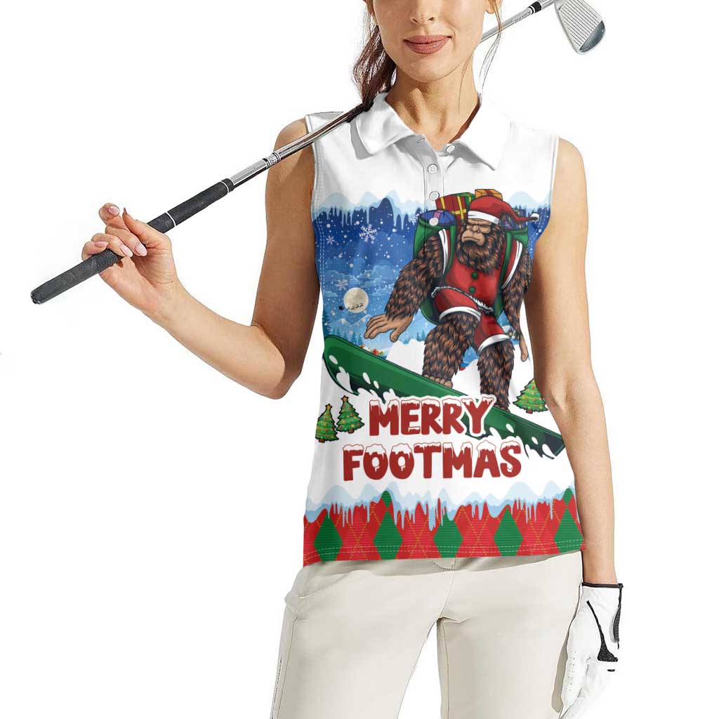 Christmas Bigfoot Ride Snowboard Women Sleeveless Polo Shirt Merry Footmas Xmas Style - Wonder Print Shop