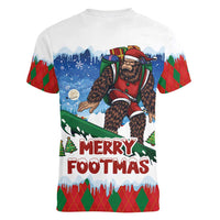 Christmas Bigfoot Ride Snowboard Women V-Neck T-Shirt Merry Footmas Xmas Style - Wonder Print Shop