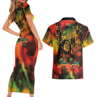 Jamaican Reggae Legend's Birthday Couples Matching Short Sleeve Bodycon Dress and Hawaiian Shirt One Love Jamaica - Wonder Print Shop