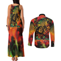 Jamaican Reggae Legend's Birthday Couples Matching Tank Maxi Dress and Long Sleeve Button Shirt One Love Jamaica - Wonder Print Shop