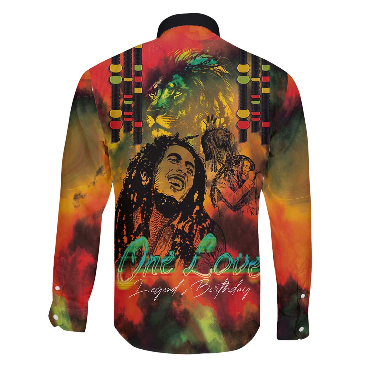 Jamaican Reggae Legend's Birthday Family Matching Off The Shoulder Long Sleeve Dress and Hawaiian Shirt One Love Jamaica - Wonder Print Shop