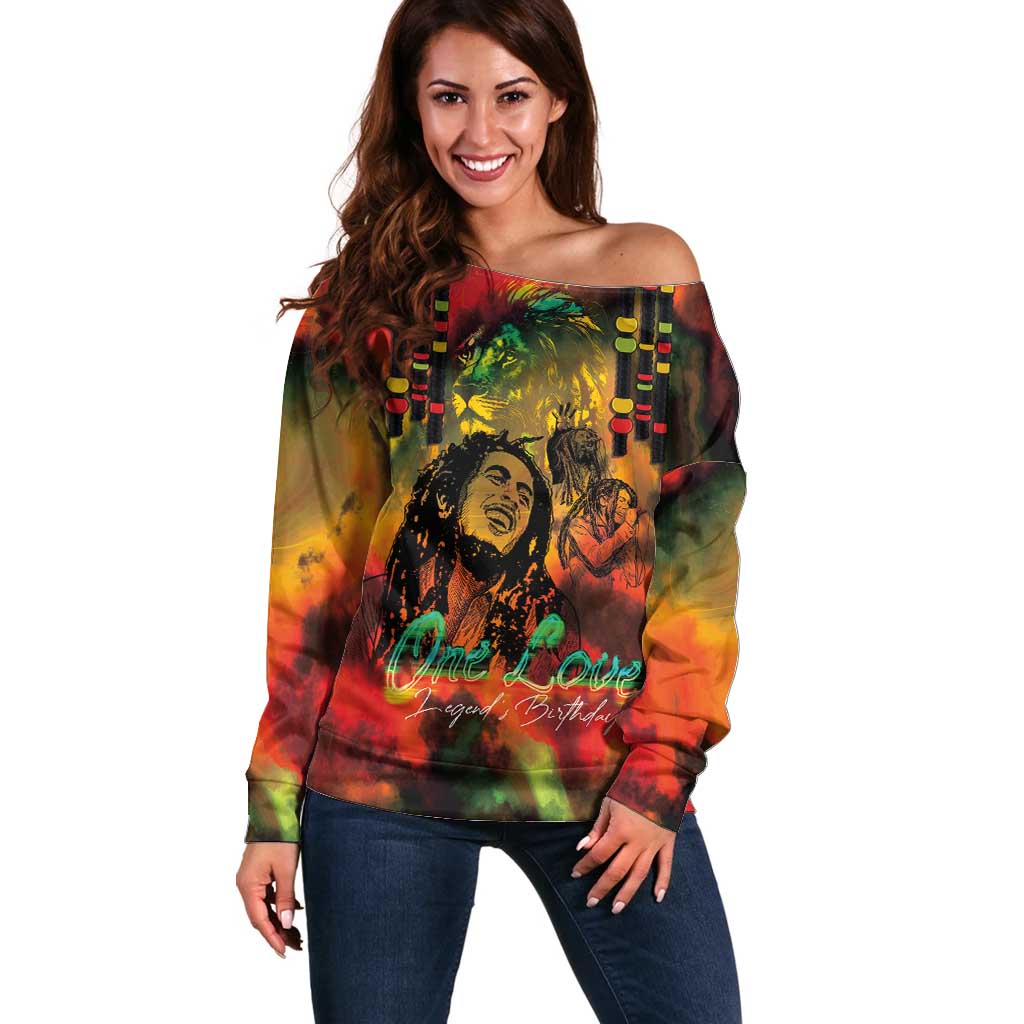 Jamaican Reggae Legend's Birthday Off Shoulder Sweater One Love Jamaica - Wonder Print Shop