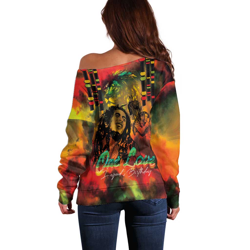 Jamaican Reggae Legend's Birthday Off Shoulder Sweater One Love Jamaica - Wonder Print Shop