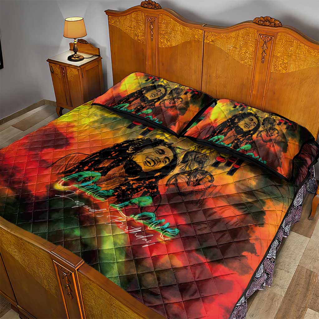 Jamaican Reggae Legend's Birthday Quilt Bed Set One Love Jamaica - Wonder Print Shop