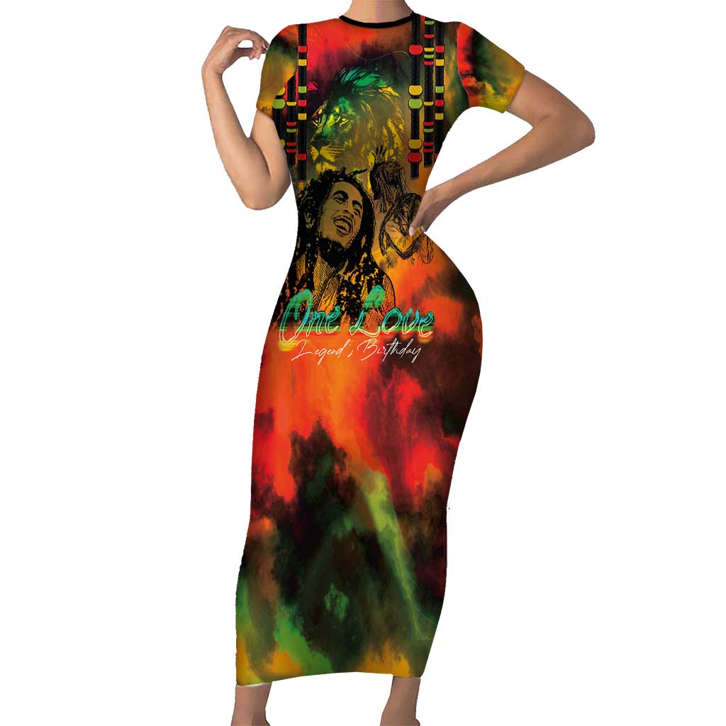 Jamaican Reggae Legend's Birthday Short Sleeve Bodycon Dress One Love Jamaica - Wonder Print Shop