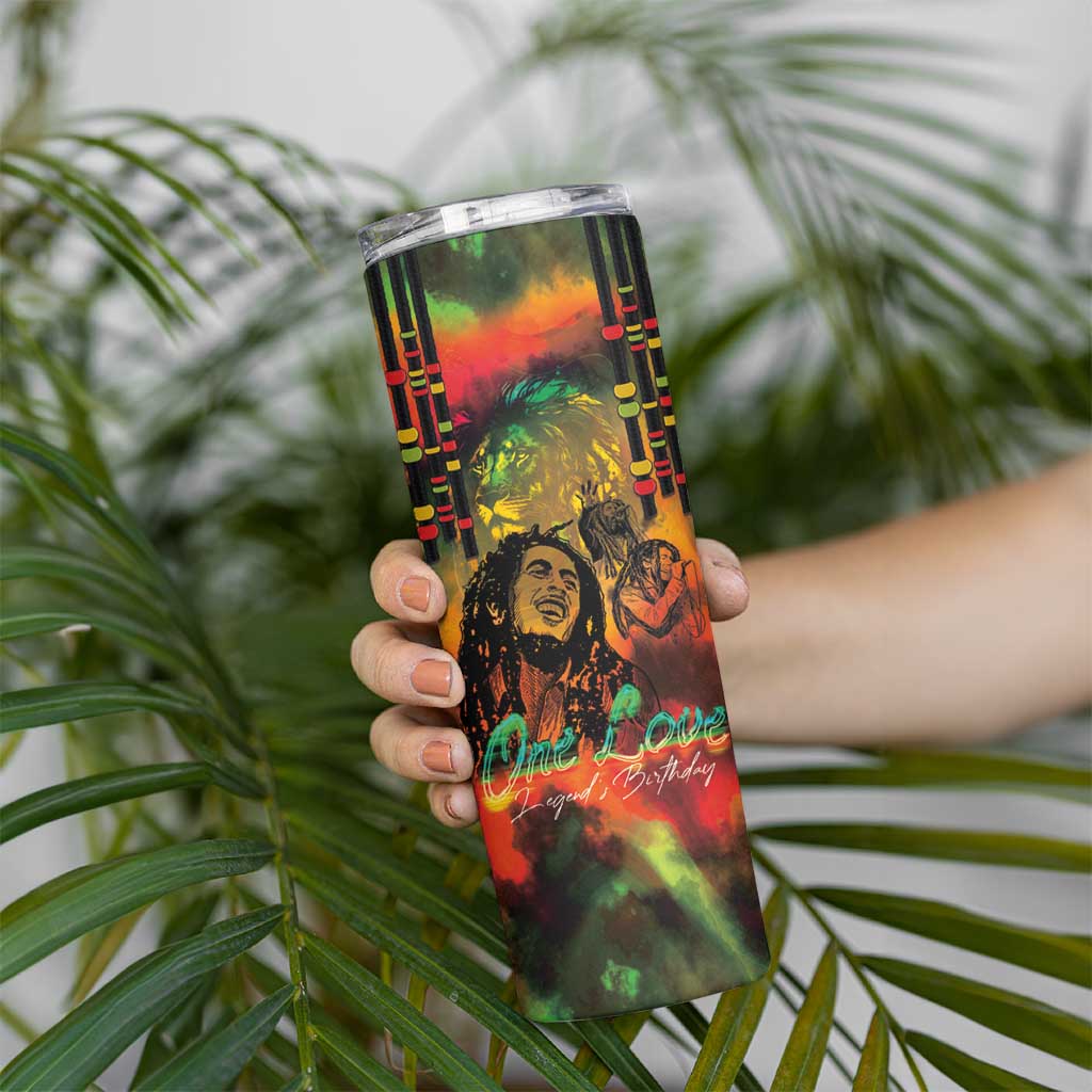 Jamaican Reggae Legend's Birthday Skinny Tumbler One Love Jamaica - Wonder Print Shop