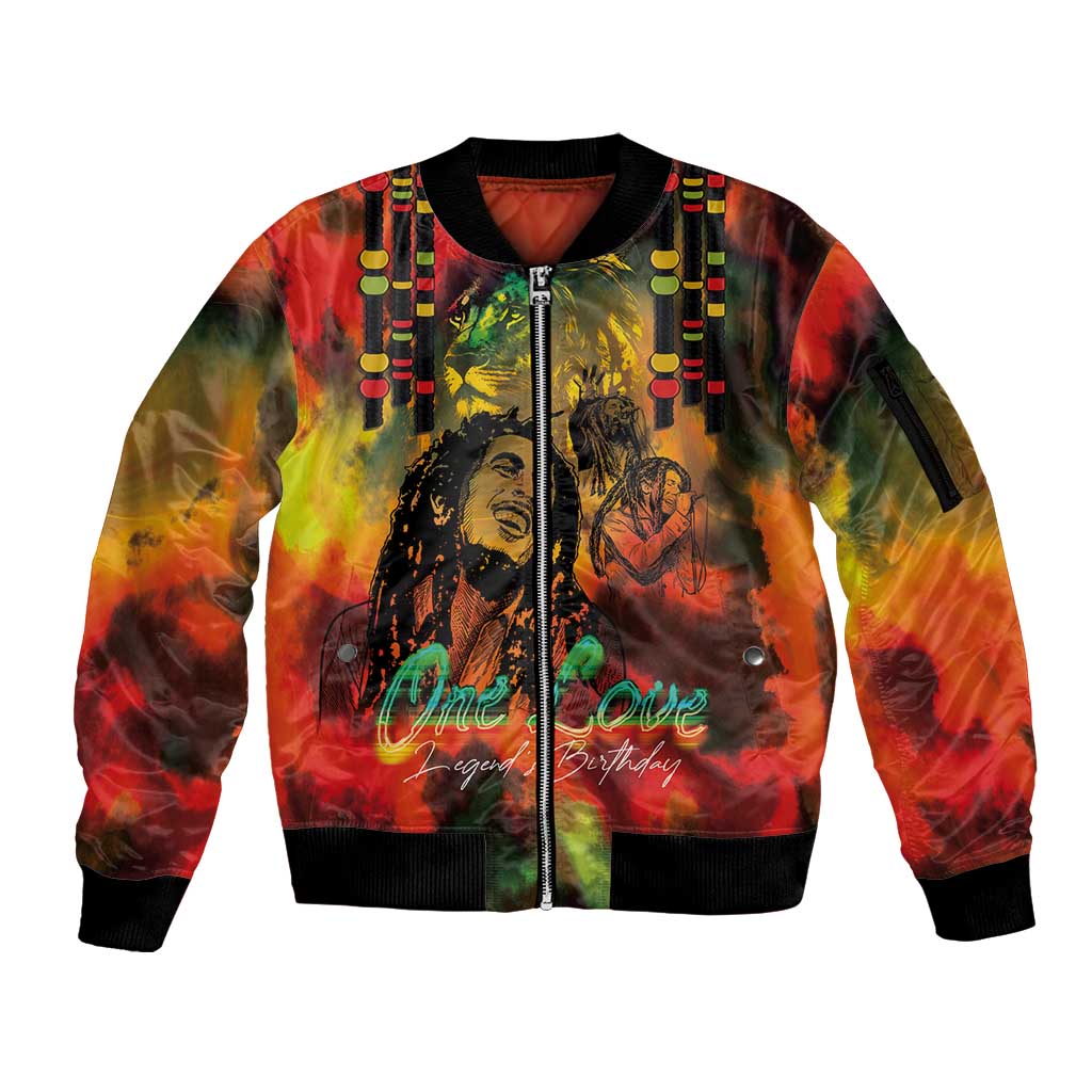 Jamaican Reggae Legend's Birthday Sleeve Zip Bomber Jacket One Love Jamaica - Wonder Print Shop