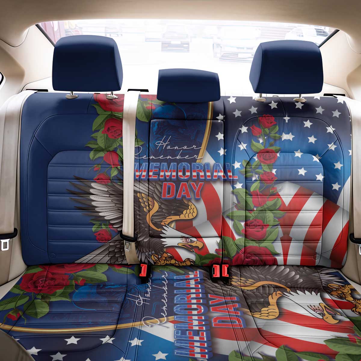 United States Memorial Day-Honor and Remember Back Car Seat Cover