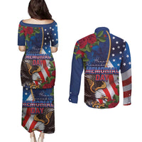 United States Memorial Day-Honor and Remember Couples Matching Puletasi and Long Sleeve Button Shirt