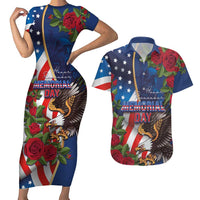 United States Memorial Day-Honor and Remember Couples Matching Short Sleeve Bodycon Dress and Hawaiian Shirt