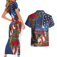 United States Memorial Day-Honor and Remember Couples Matching Short Sleeve Bodycon Dress and Hawaiian Shirt