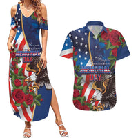 United States Memorial Day-Honor and Remember Couples Matching Summer Maxi Dress and Hawaiian Shirt
