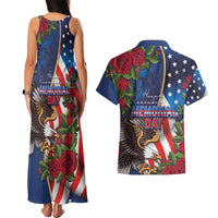United States Memorial Day-Honor and Remember Couples Matching Tank Maxi Dress and Hawaiian Shirt