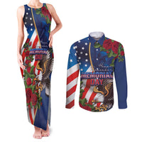 United States Memorial Day-Honor and Remember Couples Matching Tank Maxi Dress and Long Sleeve Button Shirt