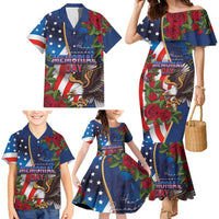 United States Memorial Day-Honor and Remember Family Matching Mermaid Dress and Hawaiian Shirt