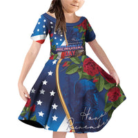 United States Memorial Day-Honor and Remember Family Matching Off Shoulder Short Dress and Hawaiian Shirt