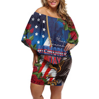 United States Memorial Day-Honor and Remember Family Matching Off Shoulder Short Dress and Hawaiian Shirt