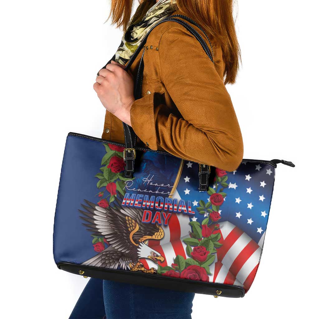 United States Memorial Day-Honor and Remember Leather Tote Bag