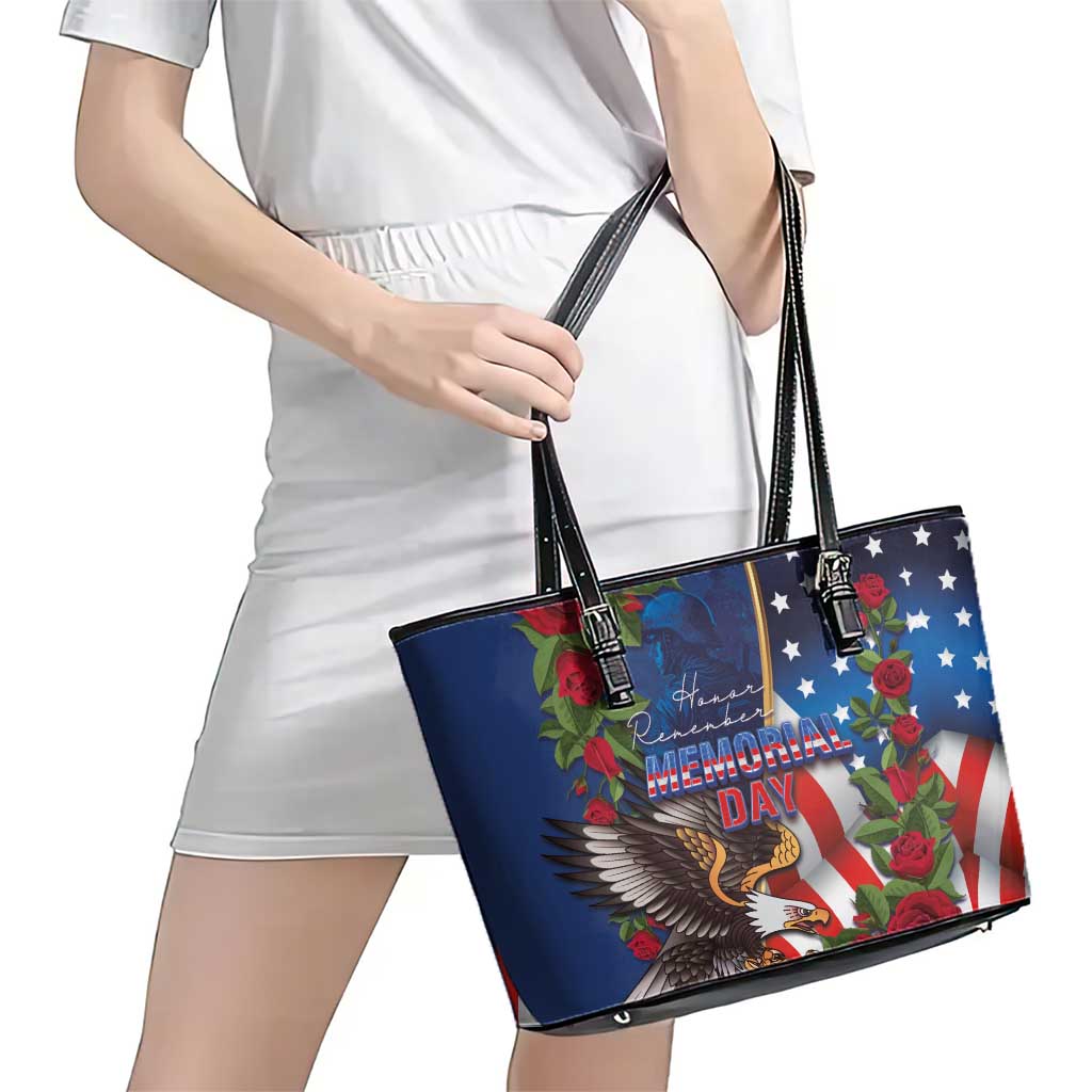 United States Memorial Day-Honor and Remember Leather Tote Bag