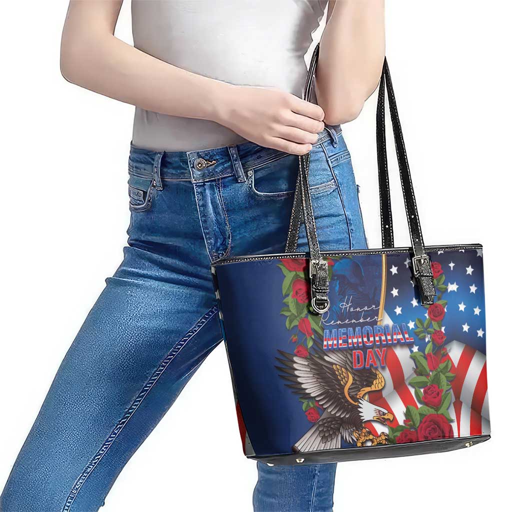 United States Memorial Day-Honor and Remember Leather Tote Bag