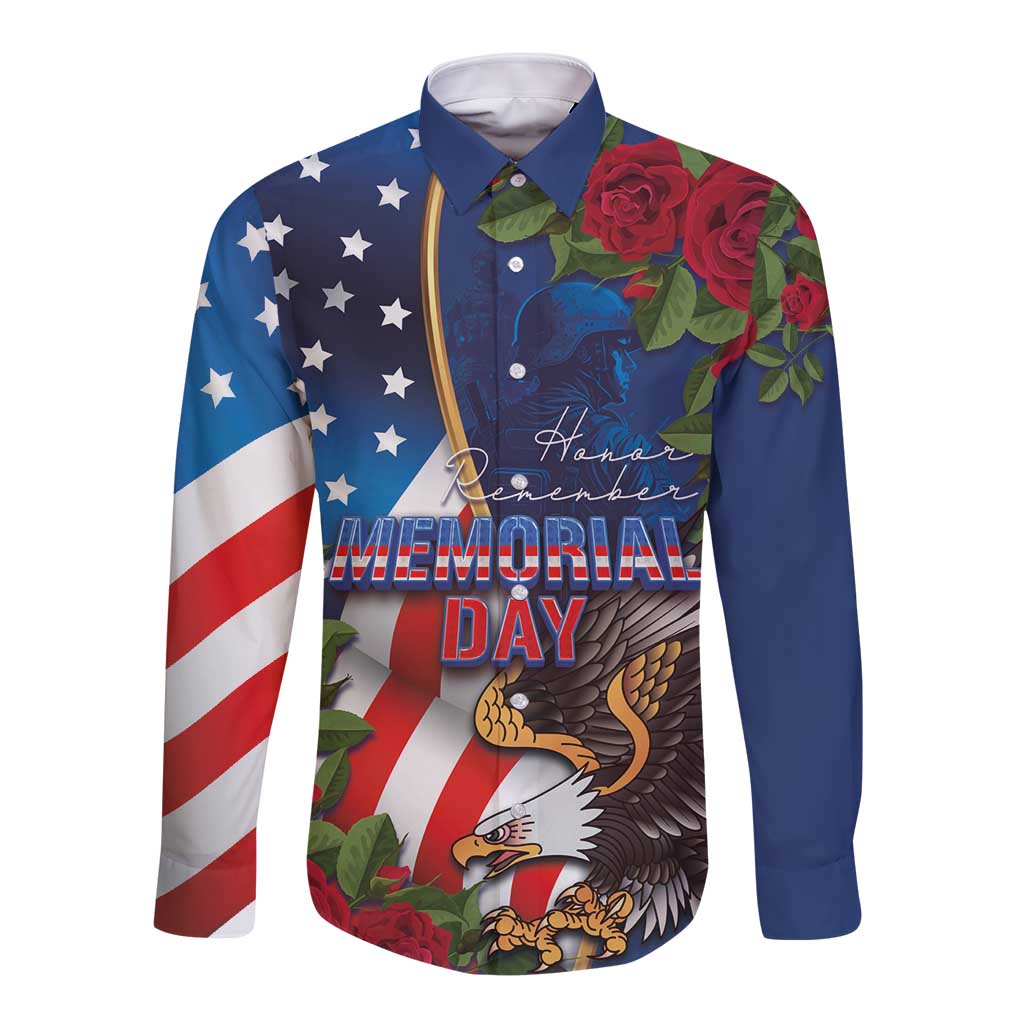 United States Memorial Day-Honor and Remember Long Sleeve Button Shirt