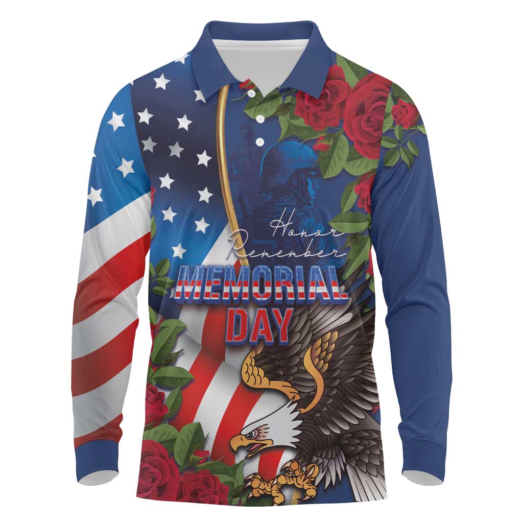 United States Memorial Day-Honor and Remember Long Sleeve Polo Shirt