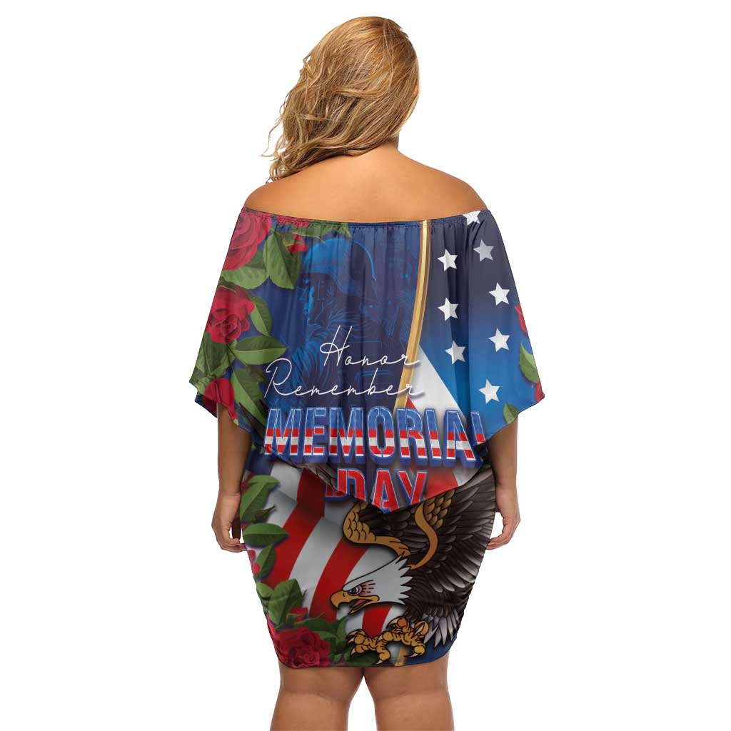 United States Memorial Day-Honor and Remember Off Shoulder Short Dress