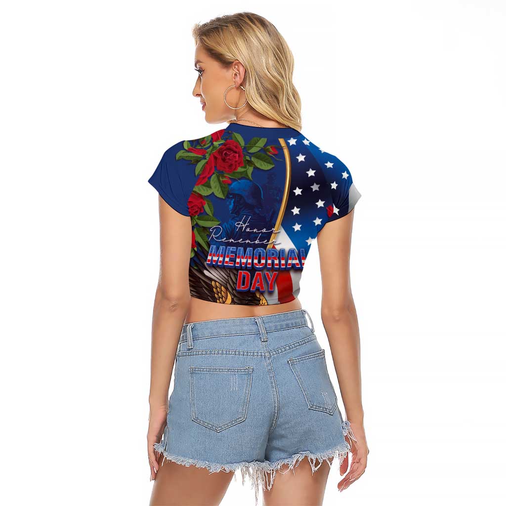 United States Memorial Day-Honor and Remember Raglan Cropped T Shirt
