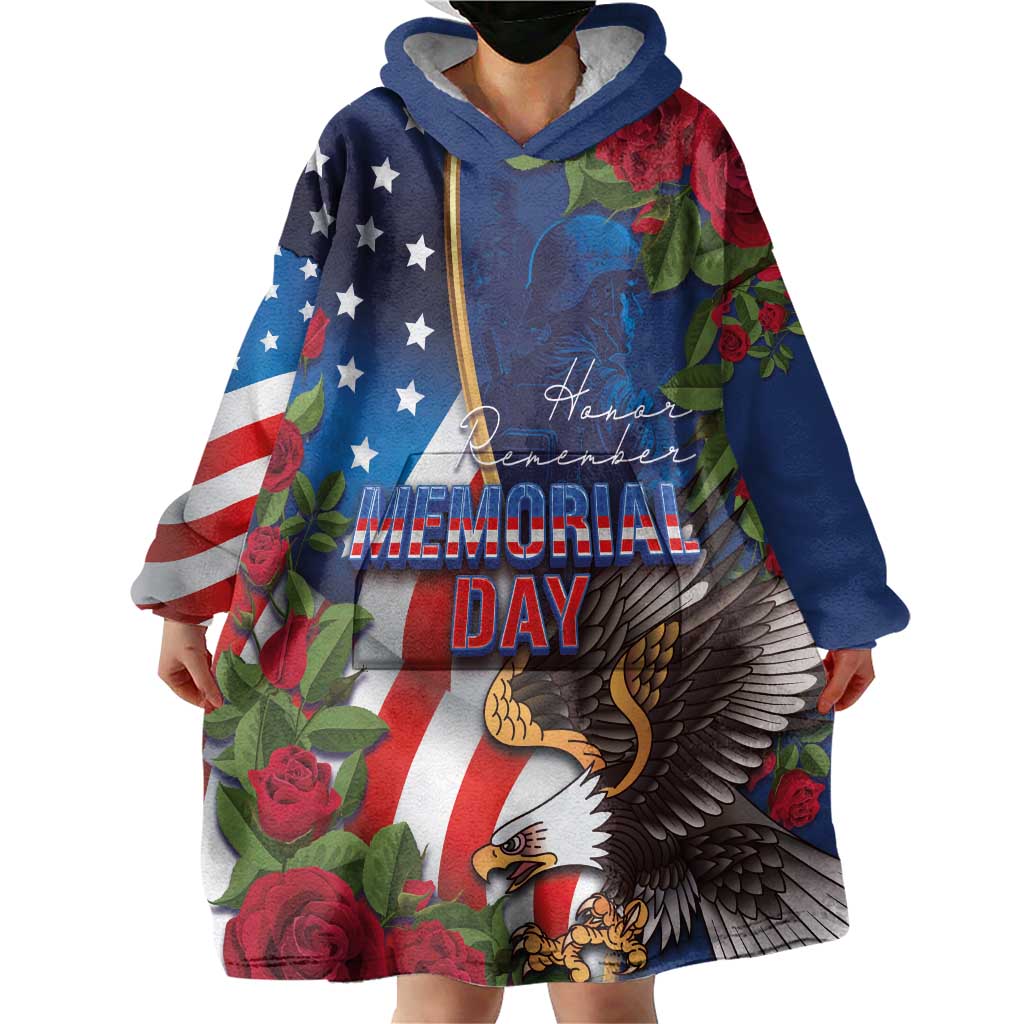 United States Memorial Day-Honor and Remember Wearable Blanket Hoodie