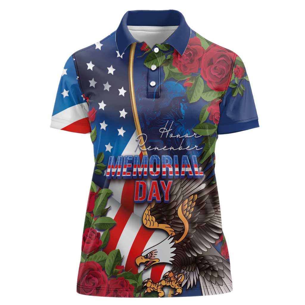 United States Memorial Day-Honor and Remember Women Polo Shirt