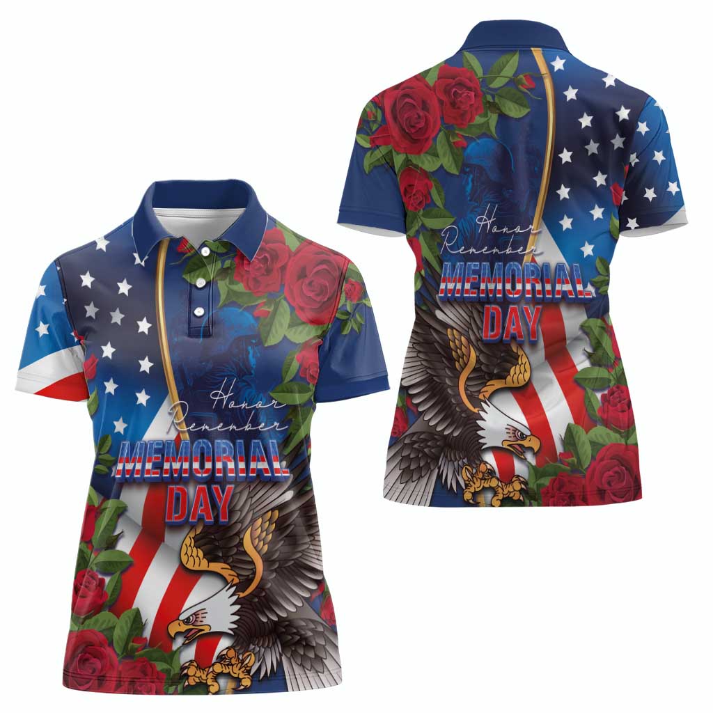 United States Memorial Day-Honor and Remember Women Polo Shirt