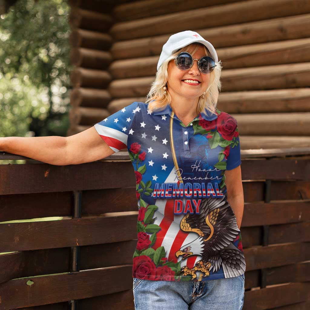 United States Memorial Day-Honor and Remember Women Polo Shirt