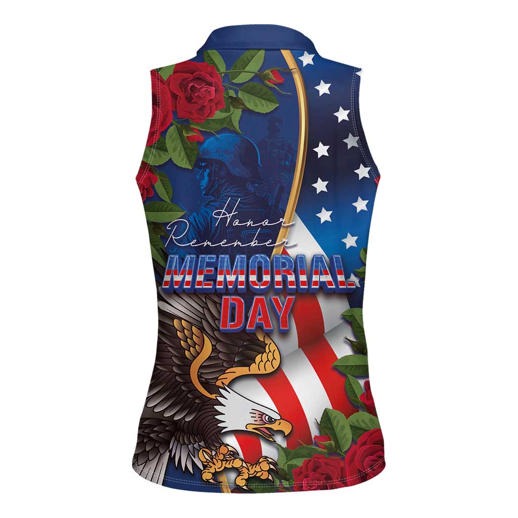 United States Memorial Day-Honor and Remember Women Sleeveless Polo Shirt