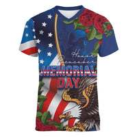 United States Memorial Day-Honor and Remember Women V-Neck T-Shirt