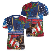 United States Memorial Day-Honor and Remember Women V-Neck T-Shirt