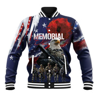 United States Memorial Day Baseball Jacket Bald Eagle US Soldier-Honor and Remember The Fallen