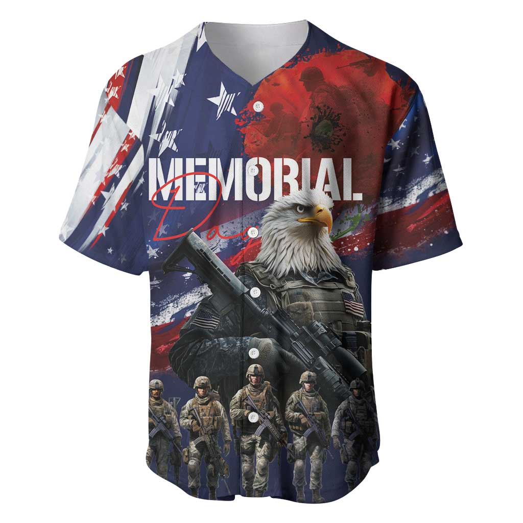 United States Memorial Day Baseball Jersey Bald Eagle US Soldier-Honor and Remember The Fallen