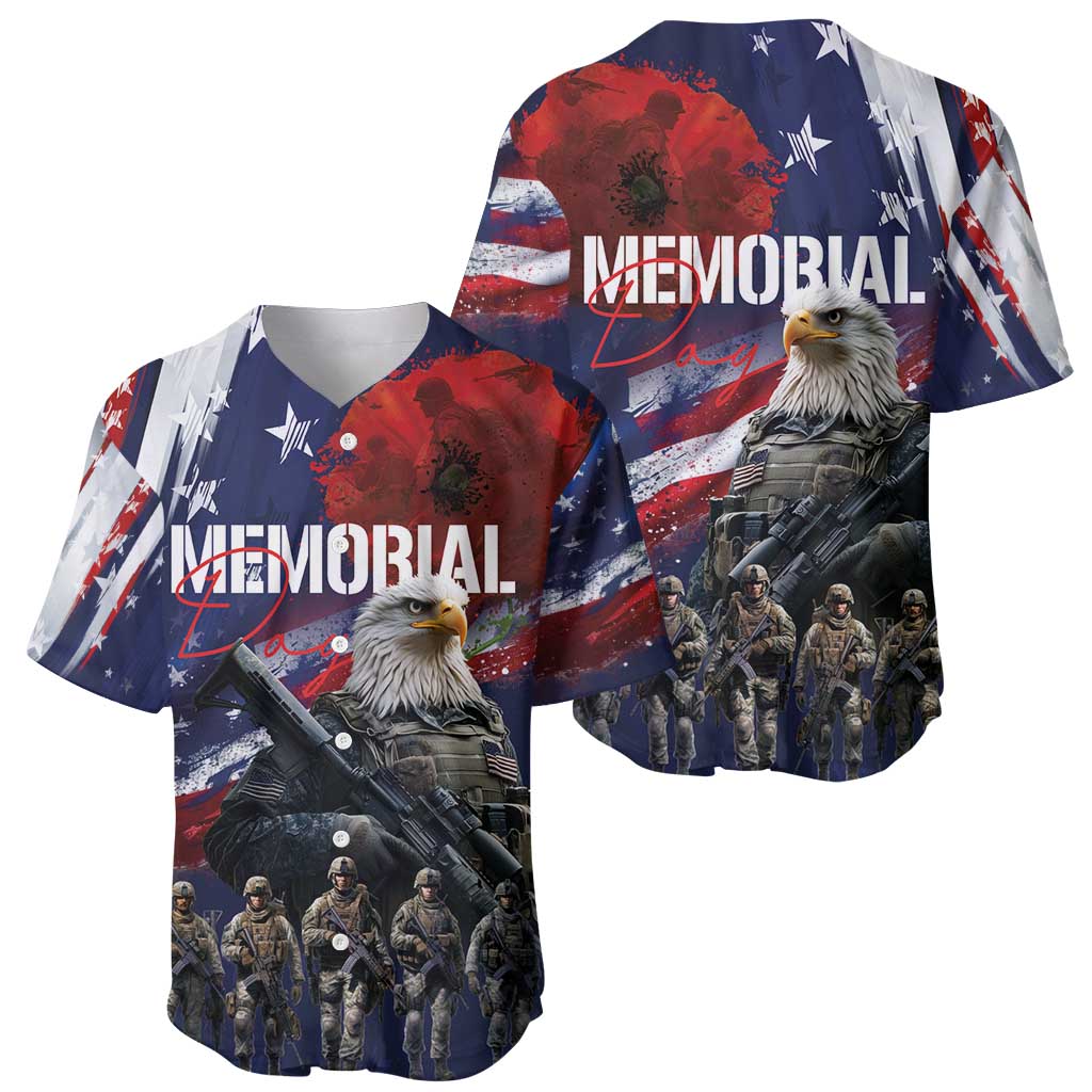 United States Memorial Day Baseball Jersey Bald Eagle US Soldier-Honor and Remember The Fallen